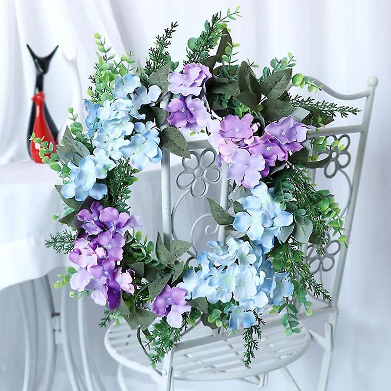 Spring Artificial Hydrangea Wreath for Front Door Farmhouse Decor