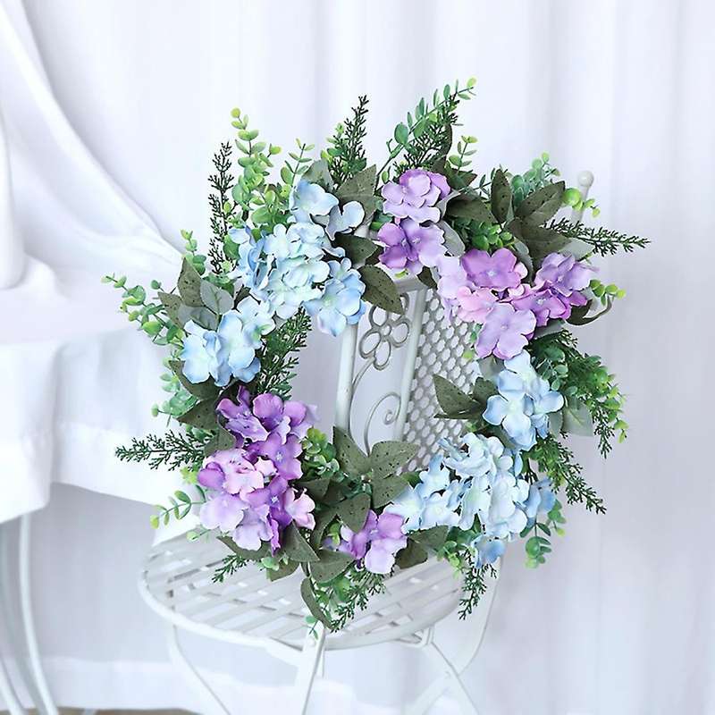 Spring Artificial Hydrangea Wreath for Front Door Farmhouse Decor