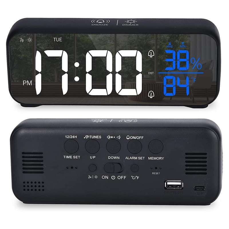 For 6.8 Inch Large Display Digital Alarm Clock with Usb Charger A