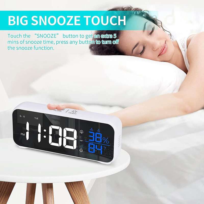 For 6.8 Inch Large Display Digital Alarm Clock with Usb Charger B