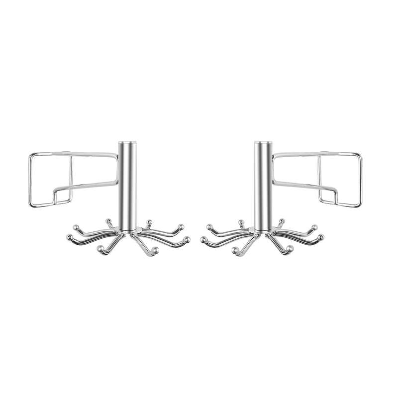 2 Pcs Rotating Wall Hook 8-claw Storage Hooks for Kitchen Bathroom
