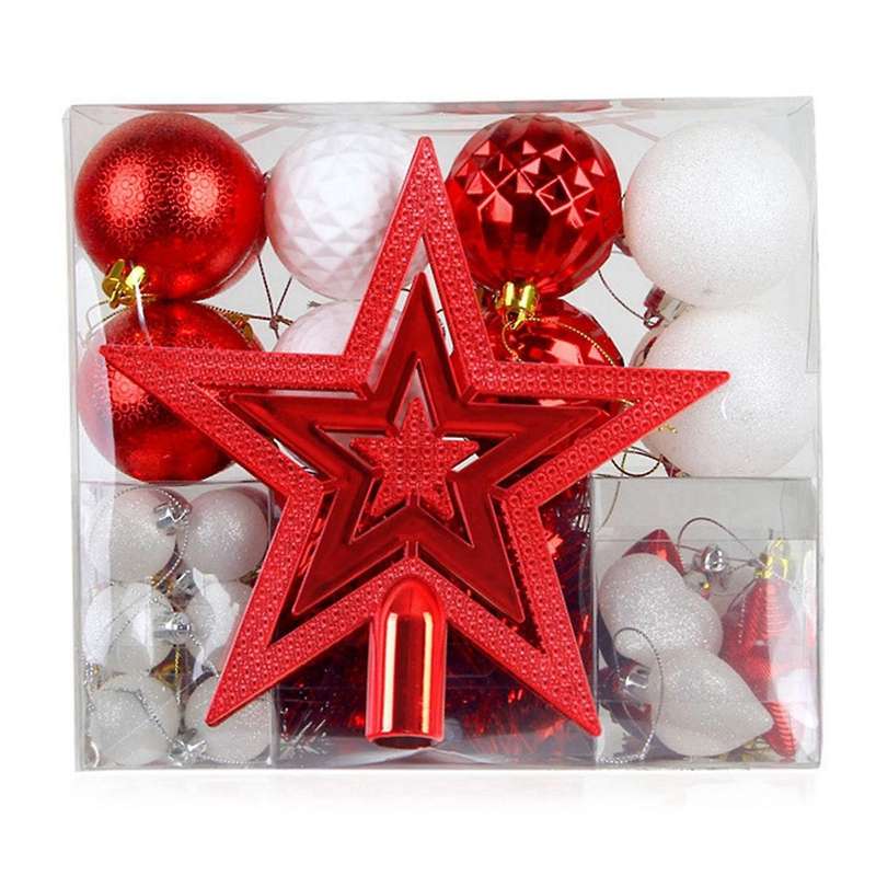 Christmas Tree Decoration Pendant 50 Christmas Balls Red and White