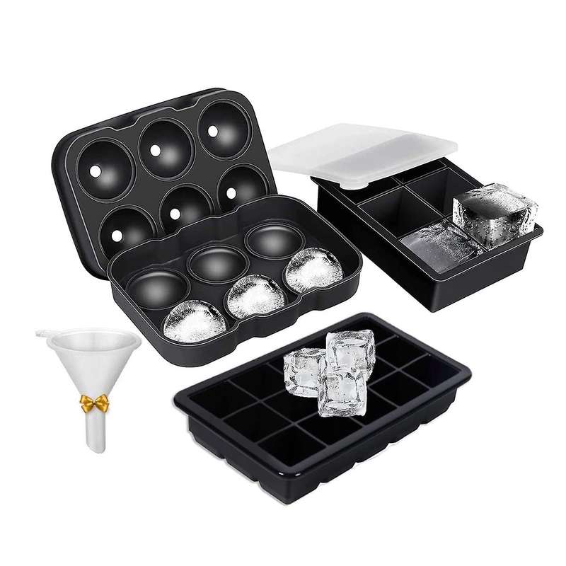 Silicone Ice Cube Tray for Freezer,3 Pack Ice Ball Maker for Whiskey