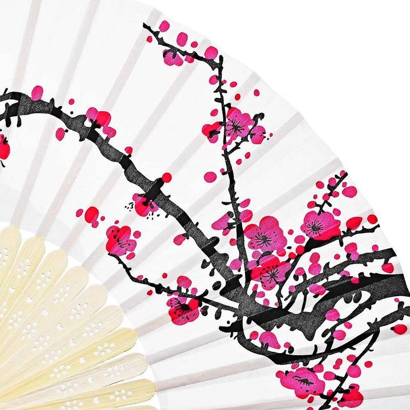 12 Pieces Hand Held Fans Silk Bamboo Folding Fans for Wedding Gift