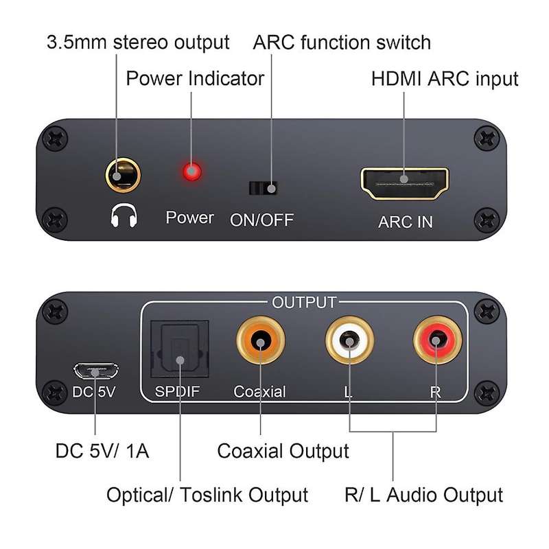 Hdmi-compatible Extractor Digital to Analog Audio Dac Converter