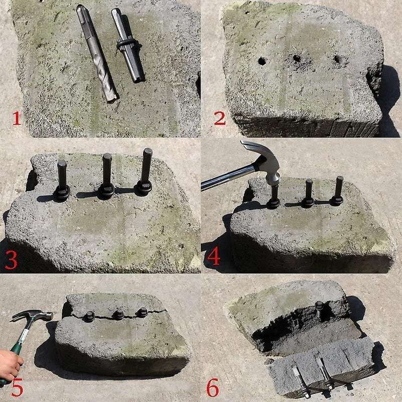 5pcs Stone Splitter Wedge, Quarrying Tool, Electric Hammer (16mm)