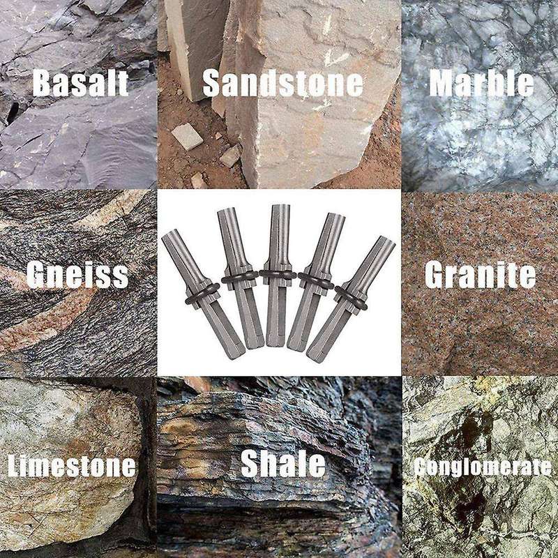 5pcs Stone Splitter Wedge, Quarrying Tool, Electric Hammer (16mm)