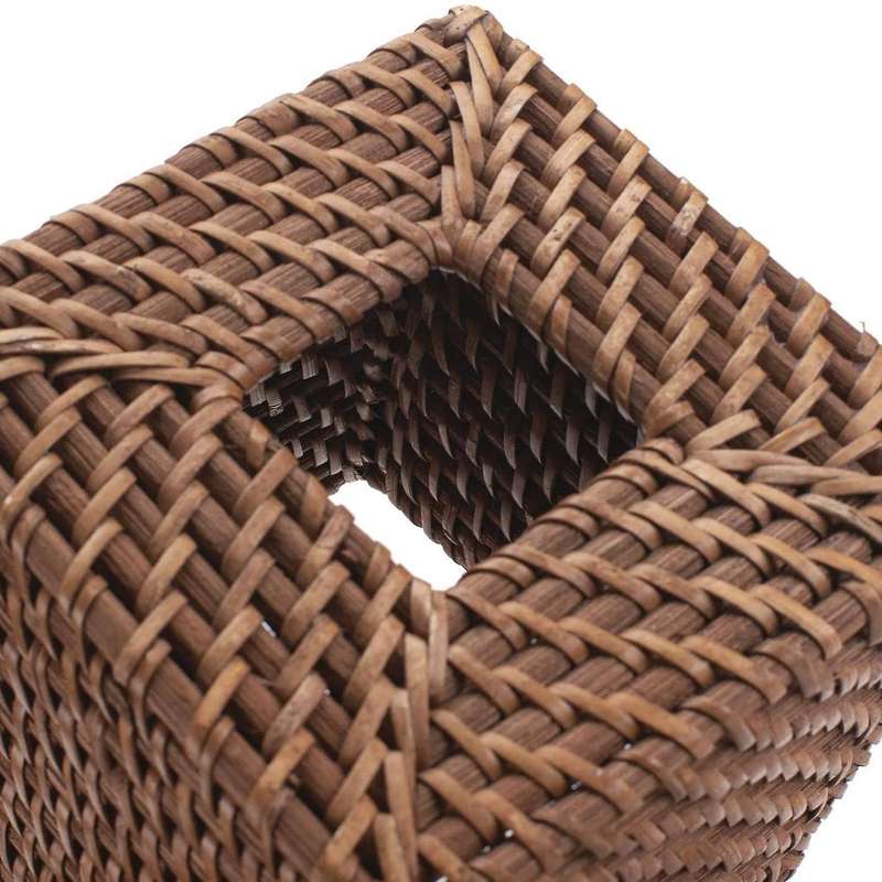 Square Rattan Tissue Box Cover, 5.7 X 5.7 X 5.7 Inches, Brown