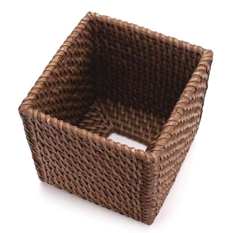 Square Rattan Tissue Box Cover, 5.7 X 5.7 X 5.7 Inches, Brown