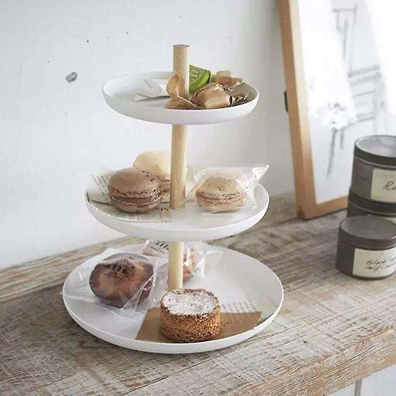 3 Tier Cake Stand Tray Fruit Platter Cupcake Holder Wooden Metal