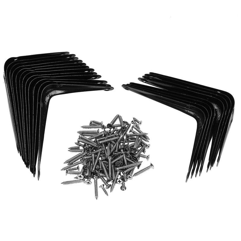 20 Pack Shelf Brackets Heavy Duty Black Metal Floating Shelf Bracket
