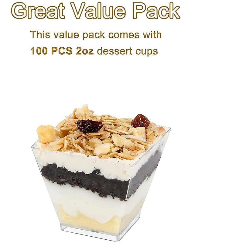 Plastic Dessert Cups, Clear Plastic Parfait Appetizer Cups Mini