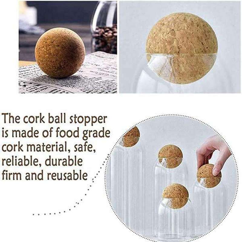 8 Pieces Wooden Cork Ball Wine Stopper, Cork Ball Stopper 2.4 Inch