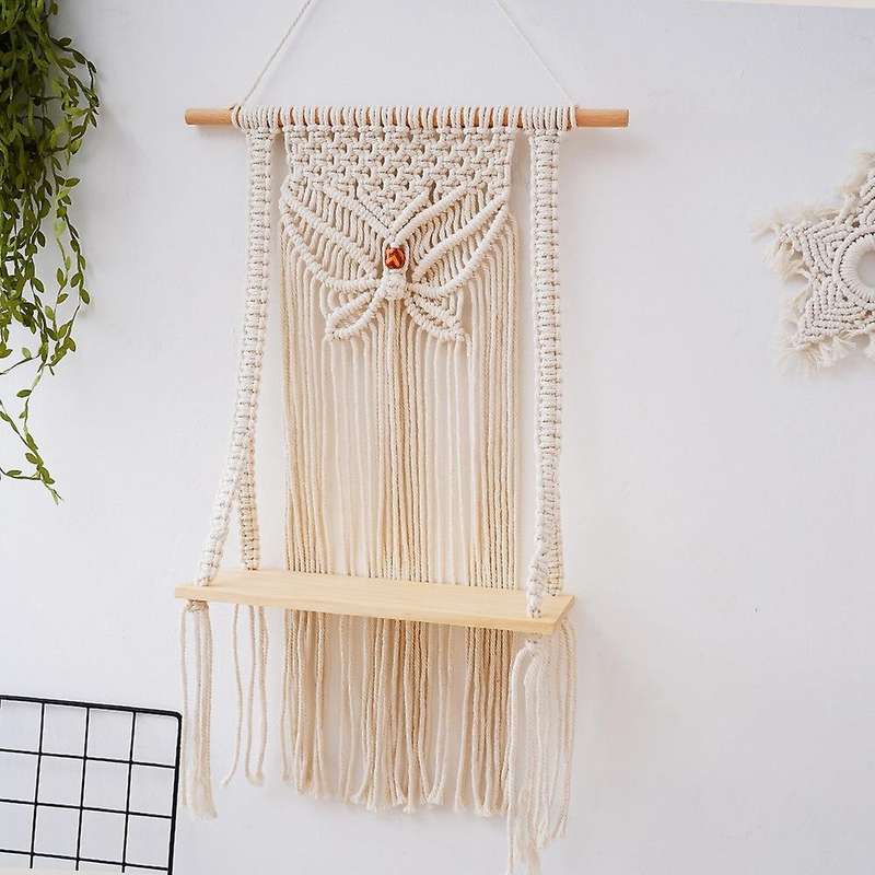 Macrame Wall Hanging Shelf - Crochet Woven Hanging Wall