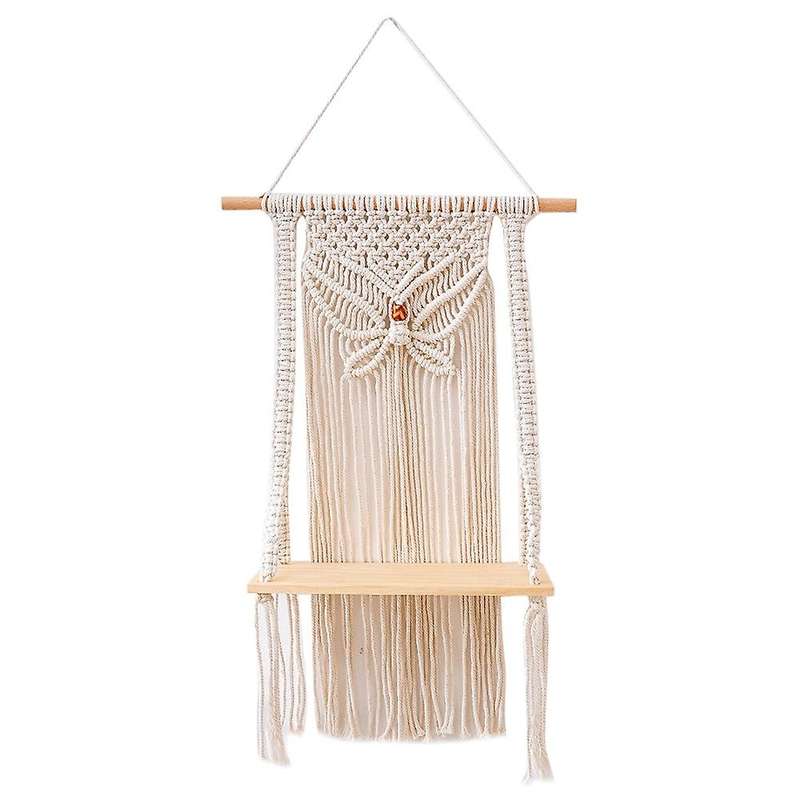 Macrame Wall Hanging Shelf - Crochet Woven Hanging Wall