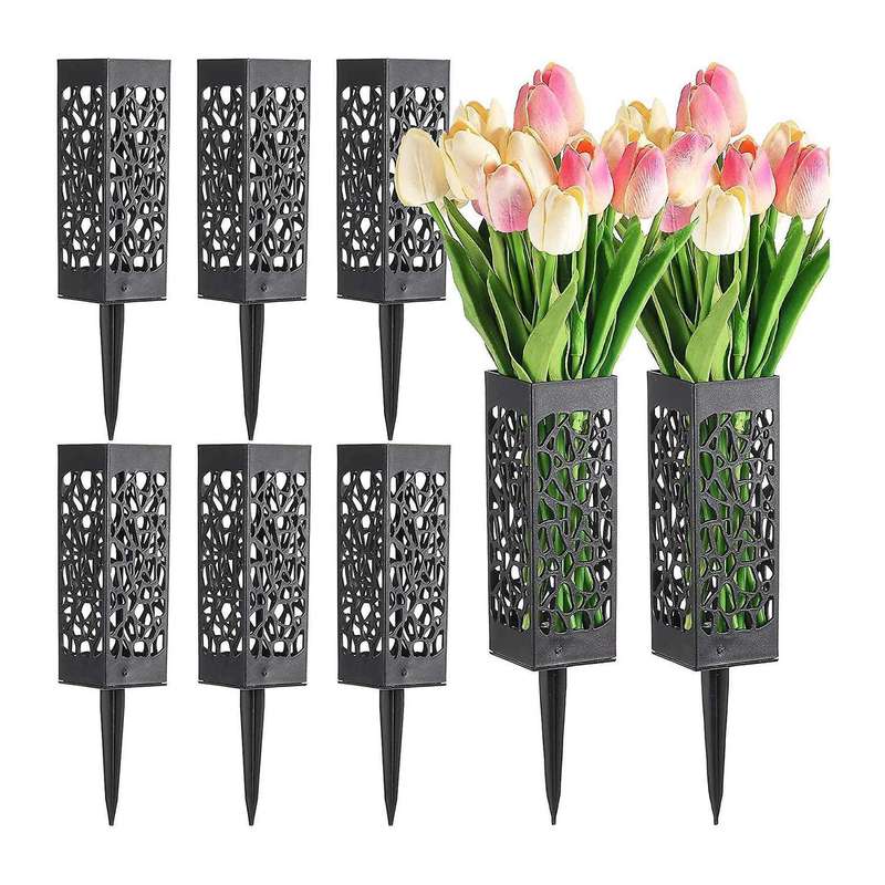 8 Pack Headstone Vase Memorial Tombstone with Stakes Drainage Hole
