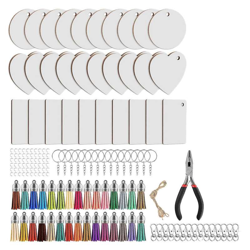 152pcs Sublimation Blank Keychains Set, with Key Ring