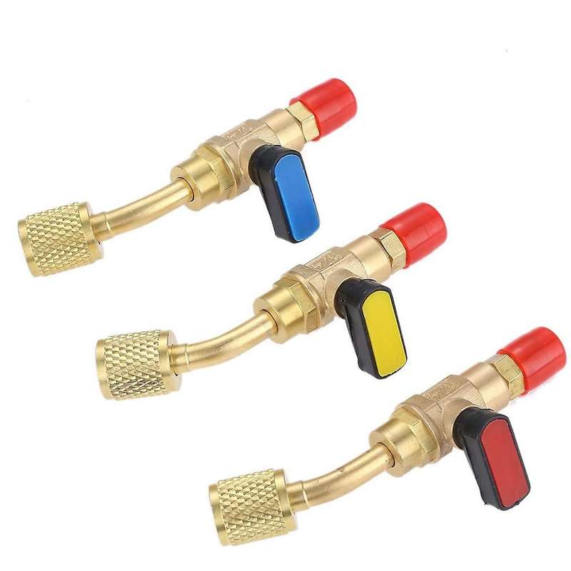 Angled Compact Ball Valve 1/4 Inch Sae, 3pcs R410a R134a Shut Valves