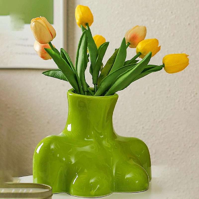 Ceramic Flower Arrangement Decoration Bright Bust Body Art Vase White