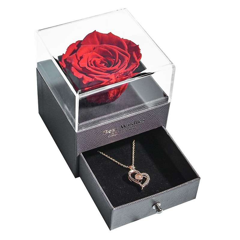 Natural Eternal Rose Jewelry Box Necklace Preserved Flowers 1