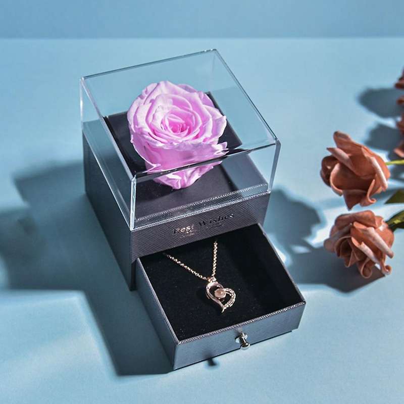 Natural Eternal Rose Jewelry Box Necklace Preserved Flowers 1