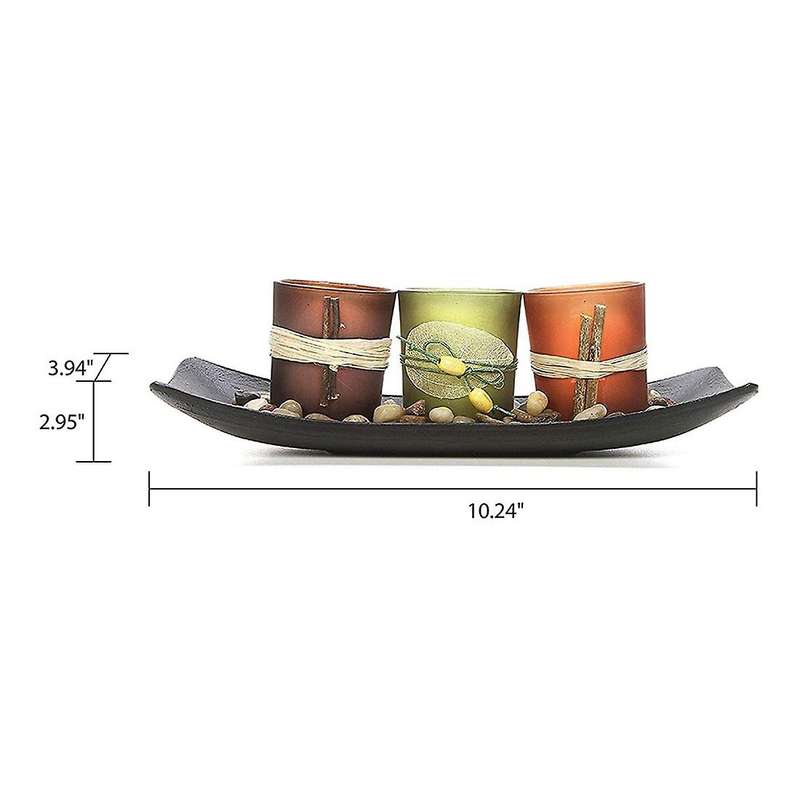 3 Piece Set Decorative Candle Holder Rock and Tray Spa Aromatherapy