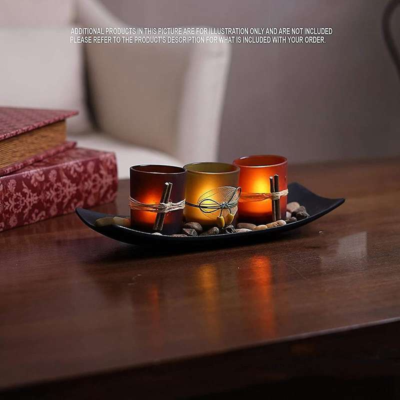 3 Piece Set Decorative Candle Holder Rock and Tray Spa Aromatherapy