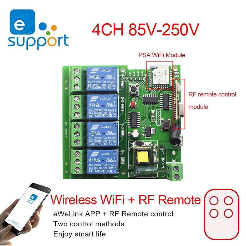 4ch Smart Relay Module Ewelink Light Switch Ac85-250 Wifi Rf