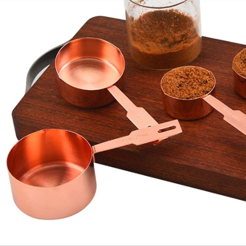 9 Pcs Rose Gold Stainless Steel Cups and Spoons for The Kitchen Set