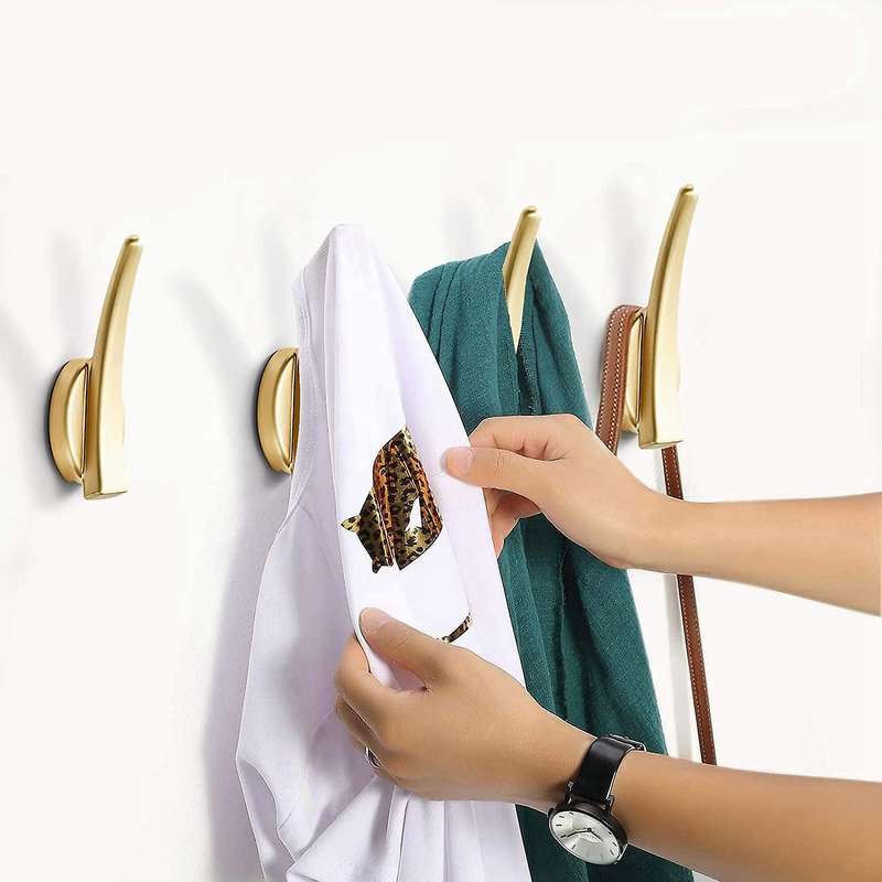 4 Pcs Coat Hooks Gold Heavy Duty Single Hooks for Bathrooms Kitchen