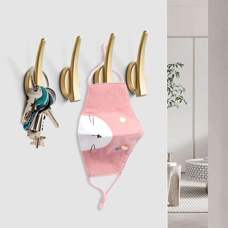 4 Pcs Coat Hooks Gold Heavy Duty Single Hooks for Bathrooms Kitchen