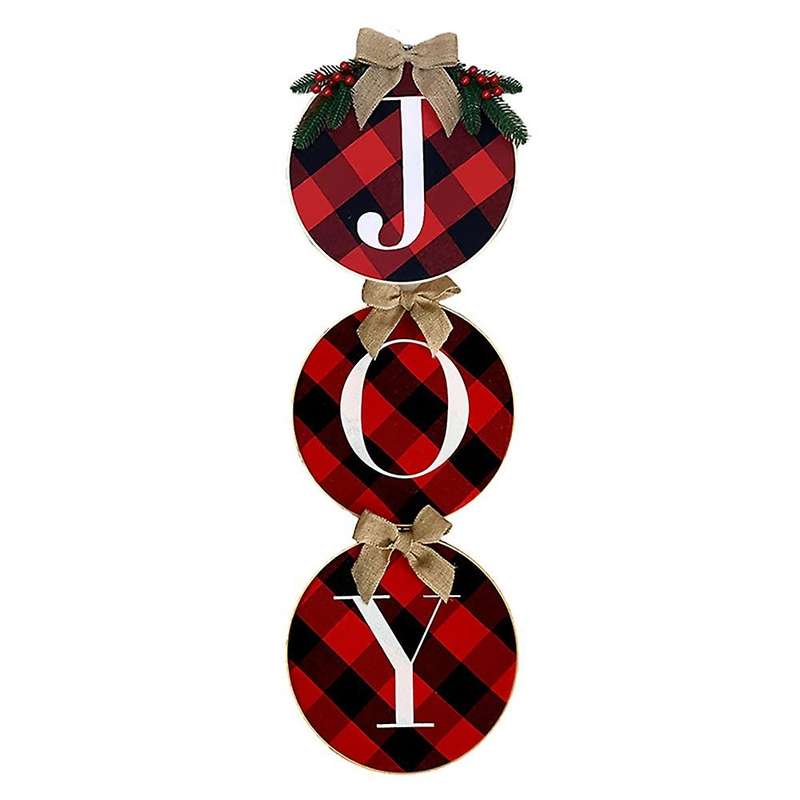 Joy Sign Christmas Wreaths Decorations for Front Door, Buffalo Plaid