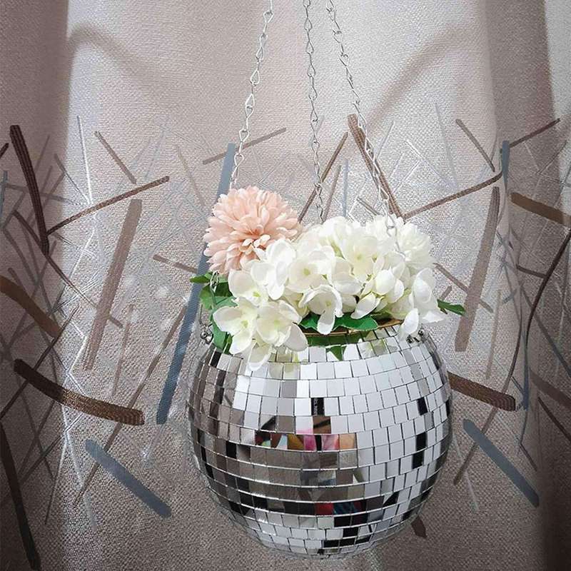Disco Ball Planter Globe Shape Hanging Vase Home Decor Vase Container
