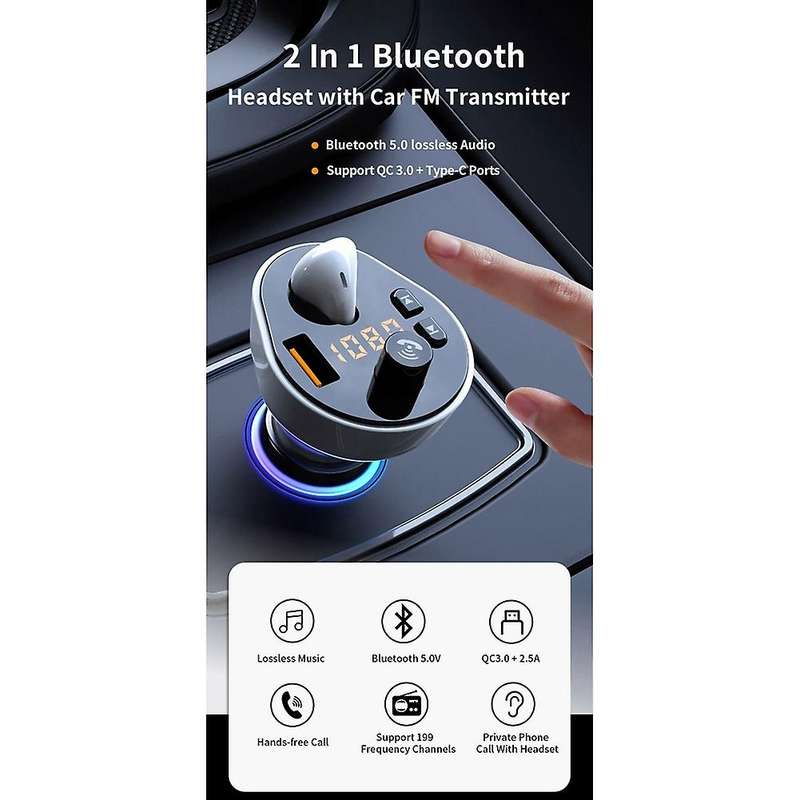 G57 Fm Transmitter Car Kit Bluetooth Headset Earphone Mp3 Player
