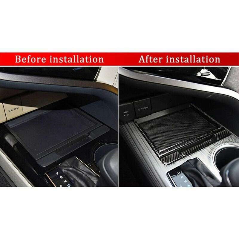 Carbon Fiber Center Console Storage Box Cover Trim Kit