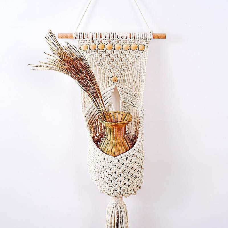 Hand-woven Tapestry for Flower Pot Pendant Dried Flower Net Bag Home