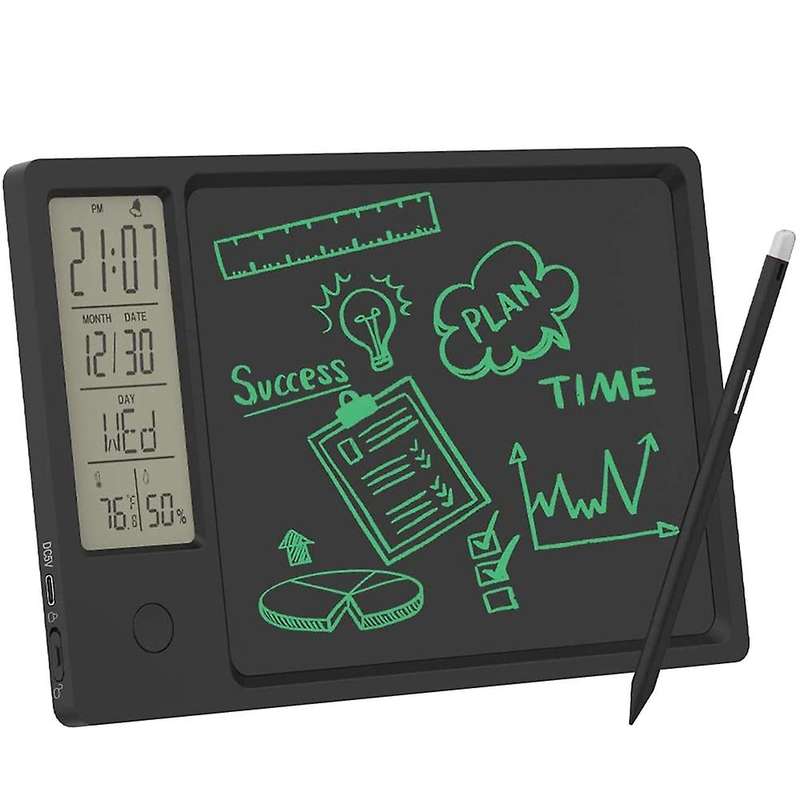 Lcd Alarm Clock with Writing Tablet Thermometer with Erase(white)