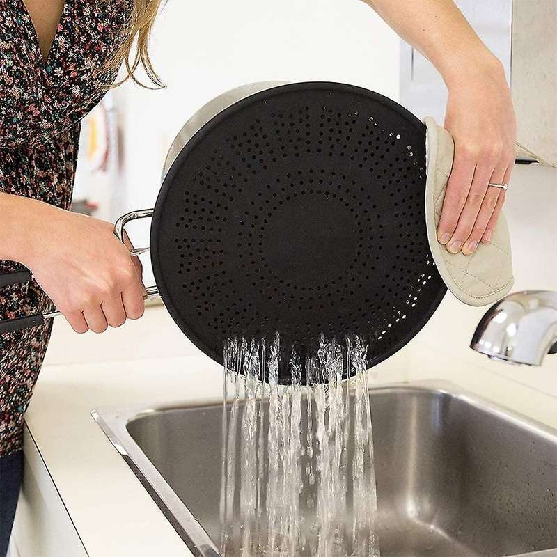 13 Inch Silicone Splatter Screen -pan Cover with Folding Handle,black