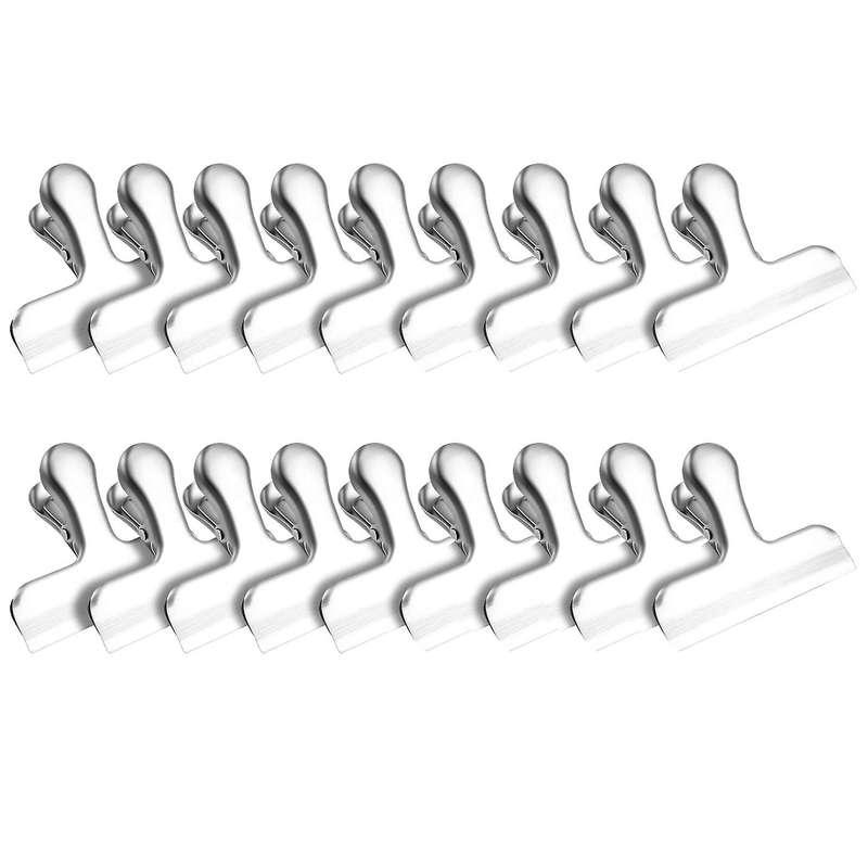 18 Pack Chip Bag Clips for Food ,wide Stainless Steel Fresh-keeping