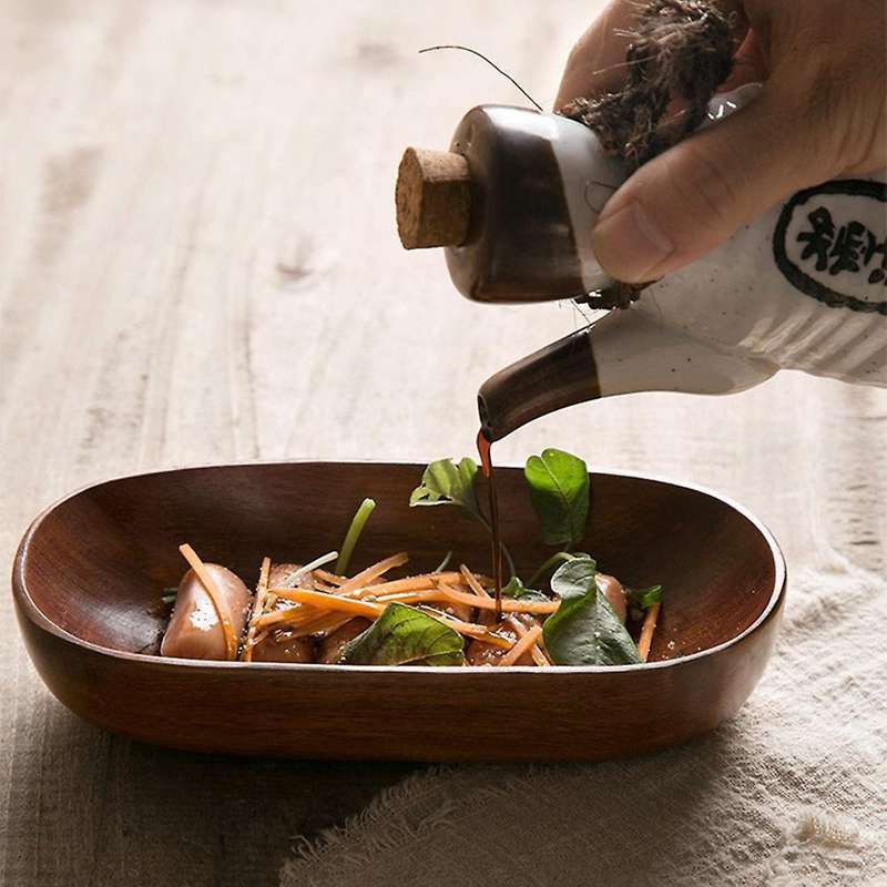Japanese Style Dried Fruit Dish Wood Tableware Serving Tray (2pcs)