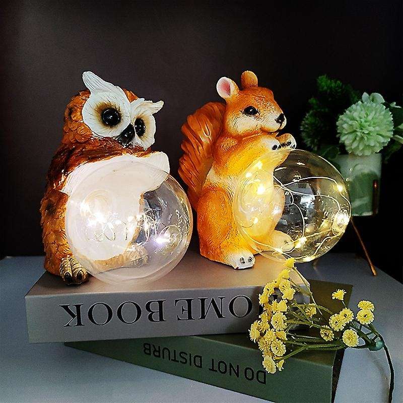Outdoor Garden Sculpture Decoration Animal Solar Led Light Squirrel