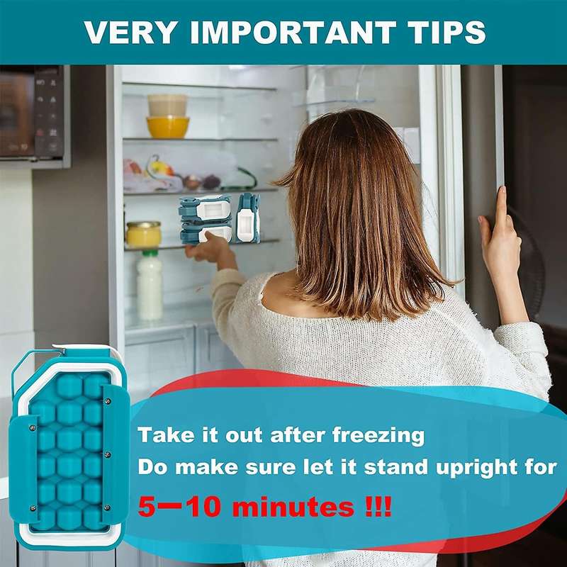 Ice Trays for Freezer,2 In 1 Portable Ice Square Tray with Lid