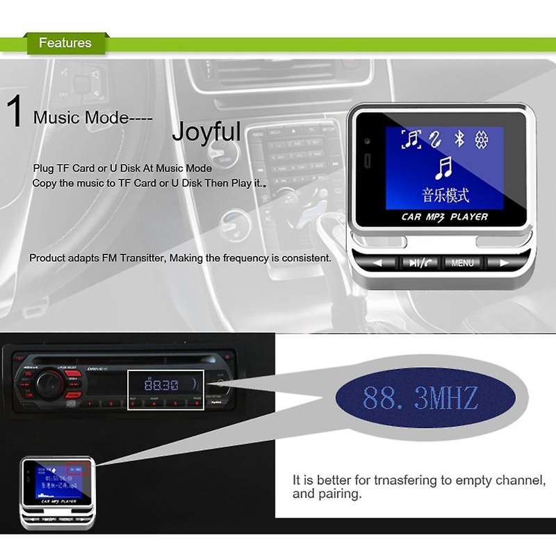 Fm12b 1.44 Inch Lcd Screen Bluetooth Car Mp3 Player Fm Transmitter