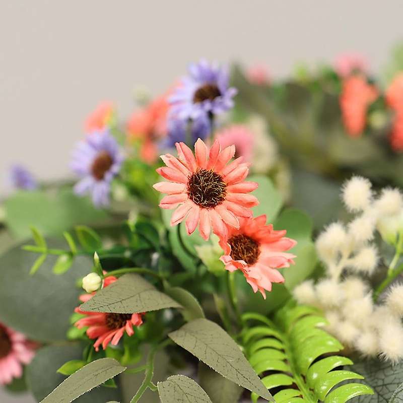Artificial Eucalyptus Daisy Wreath, for Spring Summer Wreaths Decor
