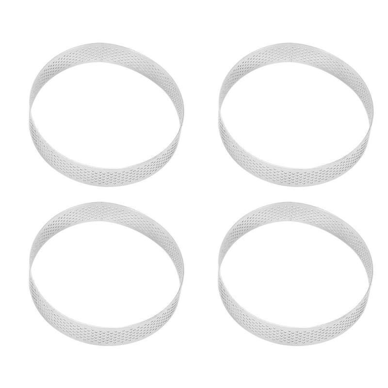 12pcs Circular Porous Bottom Tower Pie Cake Mould Baking Tools,10cm