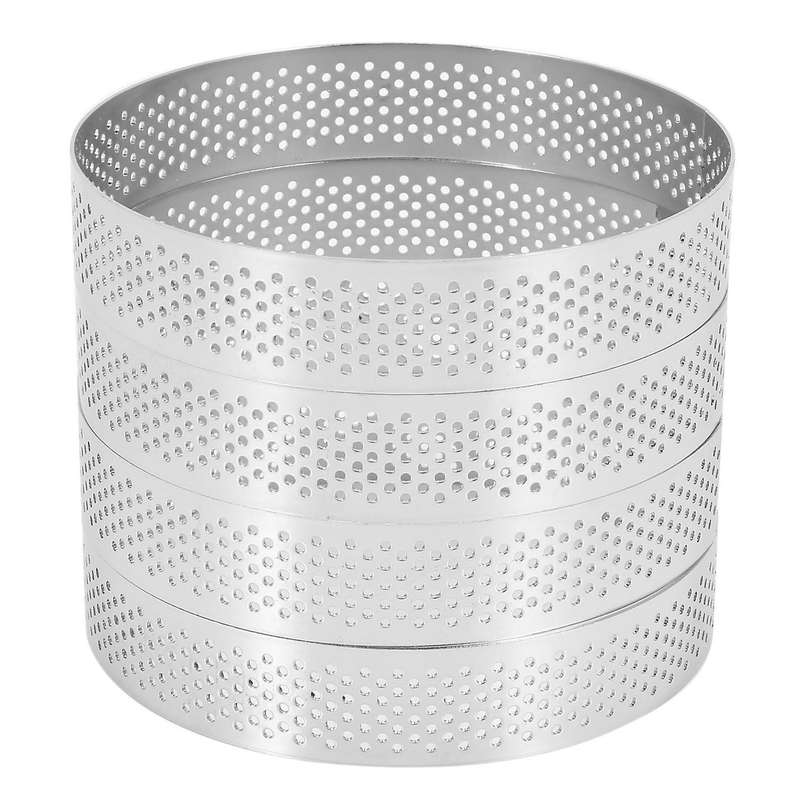 12pcs Circular Porous Bottom Tower Pie Cake Mould Baking Tools,10cm