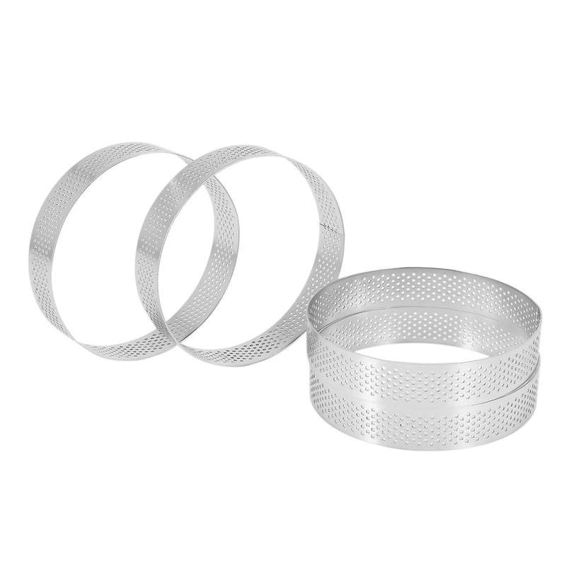 12pcs Circular Porous Bottom Tower Pie Cake Mould Baking Tools,10cm