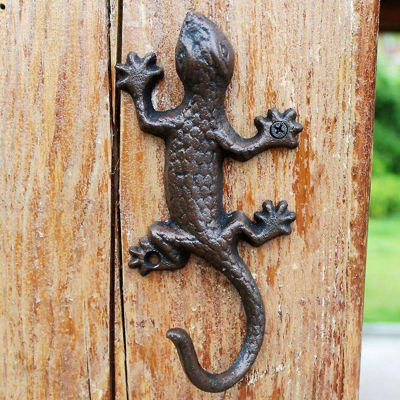 European Antique Iron Gecko Design Home Garden Decoration Wall Hook
