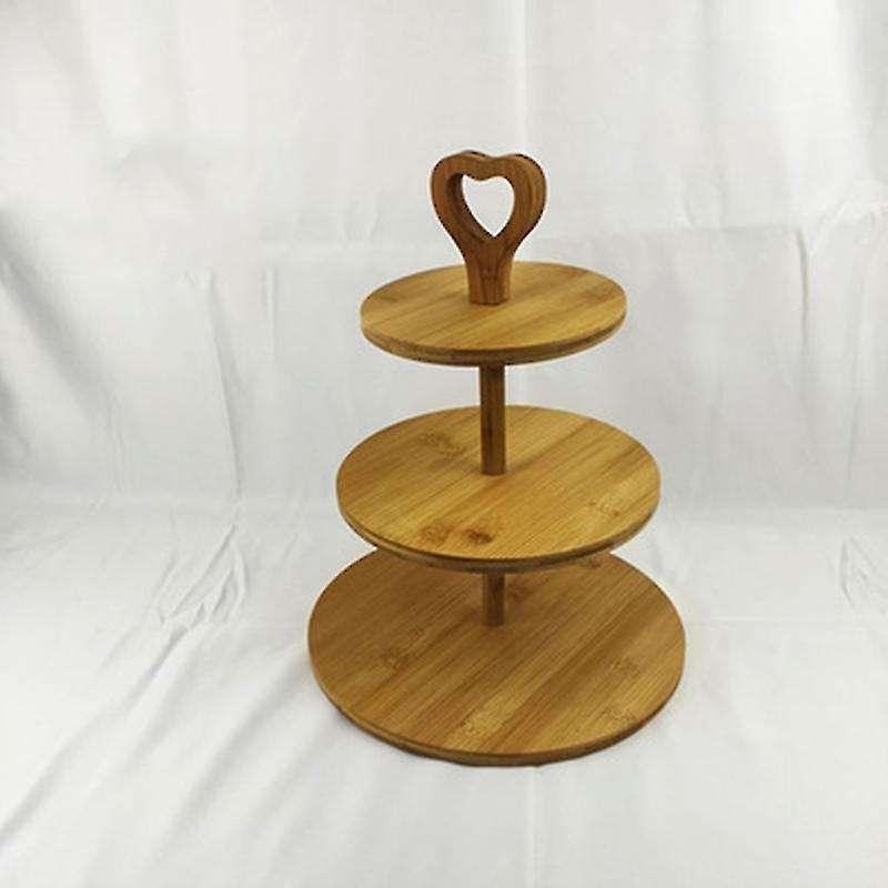 3 Tier Wooden Dessert Cake Plate Wood Cake Display Serving Dish B