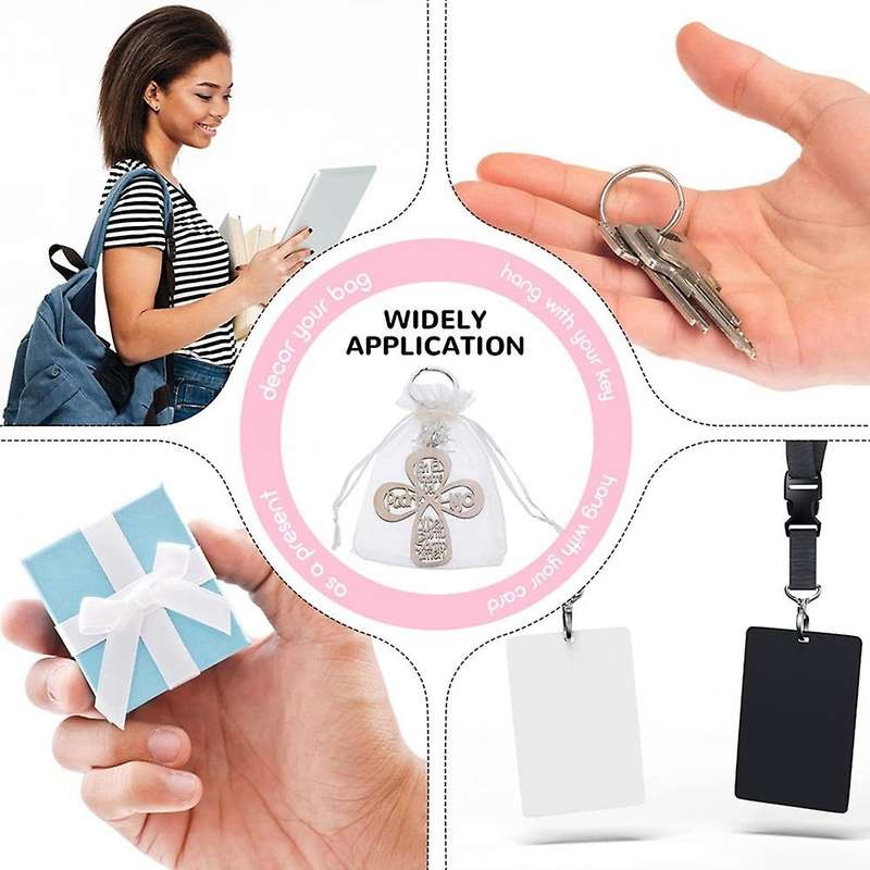 20pcs Baptism Favor Keychain Key Ring with Bag for First Communion